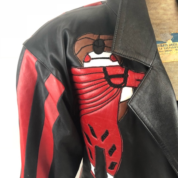 Vintage Black and Red Leather Jacket - Picture 8 of 8